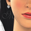 Arete Dormilona 02.285.0092 Plata Rodinada, Diseño de Corazón, con Zirconia Cubica Blanca y Micro Pave Blanca, Pulido, Rodinado