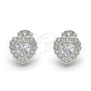 Arete Dormilona 02.285.0092 Plata Rodinada, Diseño de Corazón, con Zirconia Cubica Blanca y Micro Pave Blanca, Pulido, Rodinado