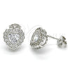 Arete Dormilona 02.285.0092 Plata Rodinada, Diseño de Corazón, con Zirconia Cubica Blanca y Micro Pave Blanca, Pulido, Rodinado
