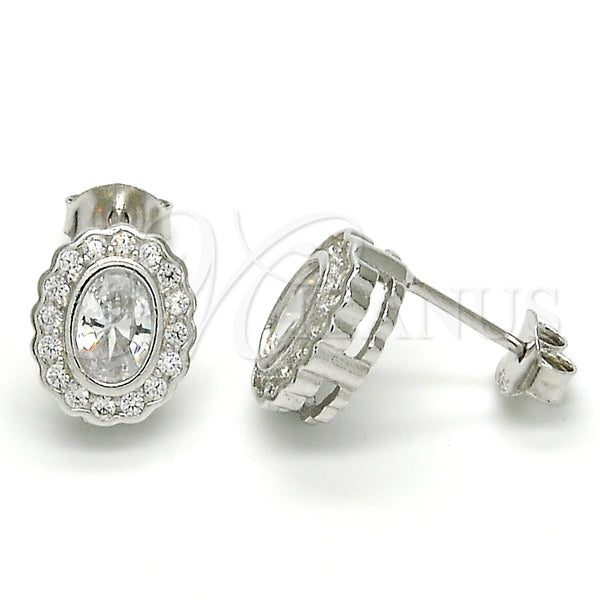 Arete Dormilona 02.285.0093 Plata Rodinada, con Zirconia Cubica Blanca, Pulido, Rodinado