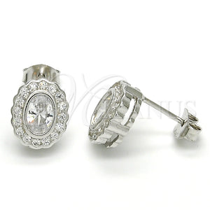 Arete Dormilona 02.285.0093 Plata Rodinada, con Zirconia Cubica Blanca, Pulido, Rodinado