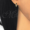 Argolla Huggie 02.285.0096.12 Plata Rodinada, Diseño de Flor, con Zirconia Cubica Blanca, Pulido, Tono Dorado