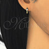 Argolla Huggie 02.285.0097.10 Plata Rodinada, Diseño de Delfín, con Zirconia Cubica Blanca, Pulido, Tono Dorado