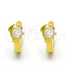 Argolla Huggie 02.285.0097.10 Plata Rodinada, Diseño de Delfín, con Zirconia Cubica Blanca, Pulido, Tono Dorado