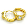Argolla Huggie 02.285.0097.10 Plata Rodinada, Diseño de Delfín, con Zirconia Cubica Blanca, Pulido, Tono Dorado