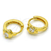 Argolla Huggie 02.285.0097.10 Plata Rodinada, Diseño de Delfín, con Zirconia Cubica Blanca, Pulido, Tono Dorado