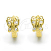 Argolla Huggie 02.285.0098.10 Plata Rodinada, Diseño de Mariposa, con Zirconia Cubica Blanca, Pulido, Tono Dorado