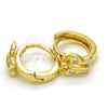 Argolla Huggie 02.285.0098.10 Plata Rodinada, Diseño de Mariposa, con Zirconia Cubica Blanca, Pulido, Tono Dorado