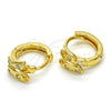 Argolla Huggie 02.285.0098.10 Plata Rodinada, Diseño de Mariposa, con Zirconia Cubica Blanca, Pulido, Tono Dorado