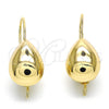 Arete Gancho Frances 02.163.0077 Oro Laminado, Diseño de Gota, Pulido, Tono Dorado