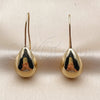 Arete Gancho Frances 02.163.0077 Oro Laminado, Diseño de Gota, Pulido, Tono Dorado