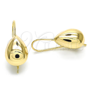 Arete Gancho Frances 02.163.0077 Oro Laminado, Diseño de Gota, Pulido, Tono Dorado