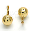 Arete Gancho Frances 02.122.0105 Oro Laminado, Diseño de Bola, Pulido, Tono Dorado