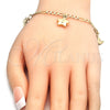 Pulsera de Dije 03.63.2022.08 Oro Laminado, Diseño de Sol y Estrella, Pulido, Tono Dorado (04 MM Thickness, 8 Inches Length)