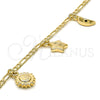Pulsera de Dije 03.63.2022.08 Oro Laminado, Diseño de Sol y Estrella, Pulido, Tono Dorado (04 MM Thickness, 8 Inches Length)