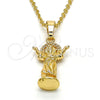 Dije Religioso 05.100.0001 Oro Laminado, Diseño de Divino Niño , con Blanca Micro Pave, Pulido, Tono Dorado