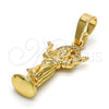 Dije Religioso 05.100.0001 Oro Laminado, Diseño de Divino Niño , con Blanca Micro Pave, Pulido, Tono Dorado