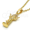 Dije Religioso 05.100.0001 Oro Laminado, Diseño de Divino Niño , con Blanca Micro Pave, Pulido, Tono Dorado