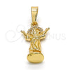 Dije Religioso 05.100.0001 Oro Laminado, Diseño de Divino Niño , con Blanca Micro Pave, Pulido, Tono Dorado