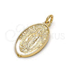 Dije Religioso 05.100.0002 Oro Laminado, Diseño de Guadalupe, Pulido, Tono Dorado