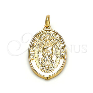 Dije Religioso 05.100.0002 Oro Laminado, Diseño de Guadalupe, Pulido, Tono Dorado
