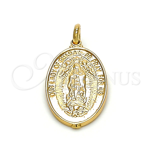 Dije Religioso 05.100.0002 Oro Laminado, Diseño de Guadalupe, Pulido, Tono Dorado