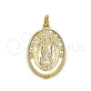 Dije Religioso 05.100.0002 Oro Laminado, Diseño de Guadalupe, Pulido, Tono Dorado