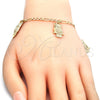 Pulsera de Dije 03.63.2033.08 Oro Laminado, Diseño de Búho, Pulido, Tono Dorado (04 MM Thickness, 8 Inches Length)