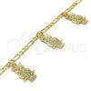 Pulsera de Dije 03.63.2033.08 Oro Laminado, Diseño de Búho, Pulido, Tono Dorado (04 MM Thickness, 8 Inches Length)