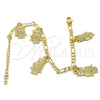 Pulsera de Dije 03.63.2033.08 Oro Laminado, Diseño de Búho, Pulido, Tono Dorado (04 MM Thickness, 8 Inches Length)