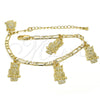 Pulsera de Dije 03.63.2033.08 Oro Laminado, Diseño de Búho, Pulido, Tono Dorado (04 MM Thickness, 8 Inches Length)