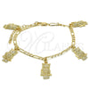 Pulsera de Dije 03.63.2033.08 Oro Laminado, Diseño de Búho, Pulido, Tono Dorado (04 MM Thickness, 8 Inches Length)