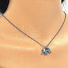 Collares con Dije 04.336.0067.16 Plata Rodinada, Diseño de Elefante, con Micro Pave Negro y Turquoise, Pulido, Rodinado (Grosor 02 MM, 16 Pulgadas de Largo)