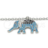 Collares con Dije 04.336.0067.16 Plata Rodinada, Diseño de Elefante, con Micro Pave Negro y Turquoise, Pulido, Rodinado (Grosor 02 MM, 16 Pulgadas de Largo)