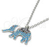 Collares con Dije 04.336.0067.16 Plata Rodinada, Diseño de Elefante, con Micro Pave Negro y Turquoise, Pulido, Rodinado (Grosor 02 MM, 16 Pulgadas de Largo)