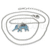 Collares con Dije 04.336.0067.16 Plata Rodinada, Diseño de Elefante, con Micro Pave Negro y Turquoise, Pulido, Rodinado (Grosor 02 MM, 16 Pulgadas de Largo)