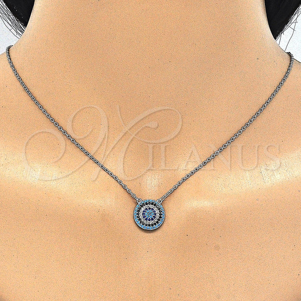 Collares con Dije 04.336.0068.16 Plata Rodinada, con Micro Pave Multicolor, Pulido, Rodinado (Grosor 02 MM, 16 Pulgadas de Largo)