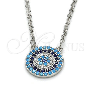 Collares con Dije 04.336.0069.16 Plata Rodinada, con Micro Pave Multicolor, Pulido, Rodinado (Grosor 02 MM, 16 Pulgadas de Largo)