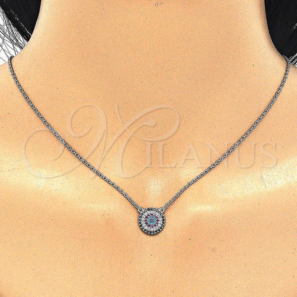 Collares con Dije 04.336.0070.16 Plata Rodinada, con Micro Pave Fucsia, Pulido, Rodinado (Grosor 02 MM, 16 Pulgadas de Largo)