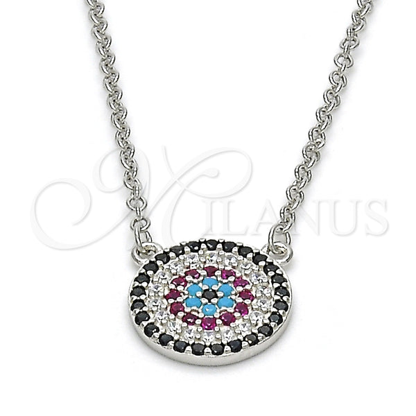 Collares con Dije 04.336.0070.16 Plata Rodinada, con Micro Pave Fucsia, Pulido, Rodinado (Grosor 02 MM, 16 Pulgadas de Largo)
