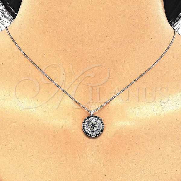 Collares con Dije 04.336.0071.16 Plata Rodinada, con Micro Pave Multicolor, Pulido, Rodinado (Grosor 01 MM, 16 Pulgadas de Largo)