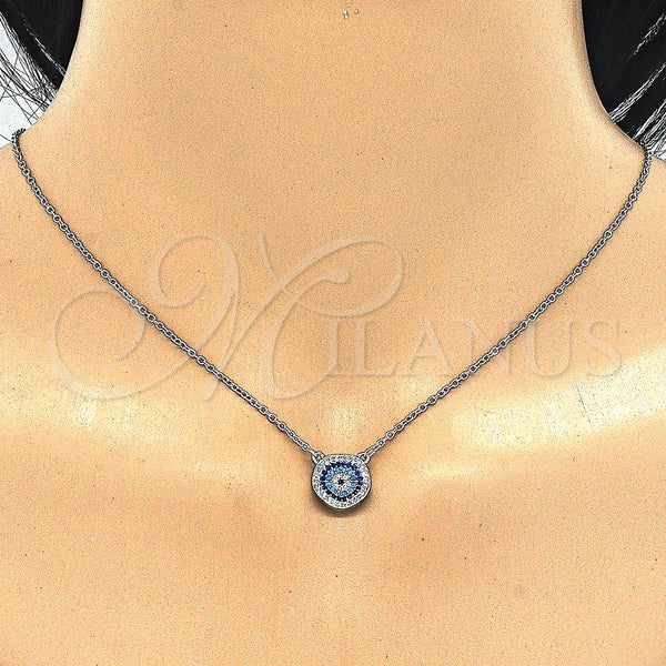 Collares con Dije 04.336.0073.16 Plata Rodinada, con Micro Pave Multicolor, Pulido, Rodinado (Grosor 02 MM, 16 Pulgadas de Largo)