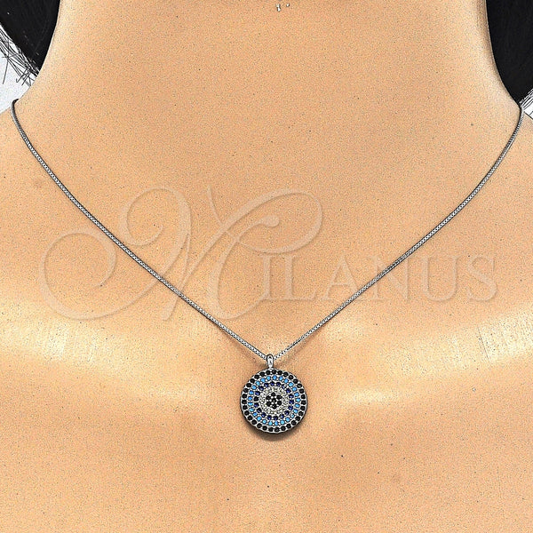 Collares con Dije 04.336.0074.16 Plata Rodinada, con Micro Pave Multicolor, Pulido, Rodinado (Grosor 01 MM, 16 Pulgadas de Largo)