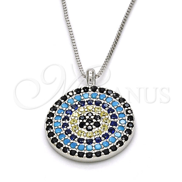 Collares con Dije 04.336.0074.16 Plata Rodinada, con Micro Pave Multicolor, Pulido, Rodinado (Grosor 01 MM, 16 Pulgadas de Largo)