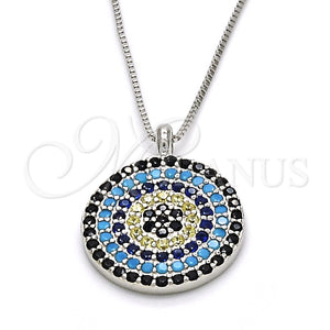 Collares con Dije 04.336.0074.16 Plata Rodinada, con Micro Pave Multicolor, Pulido, Rodinado (Grosor 01 MM, 16 Pulgadas de Largo)