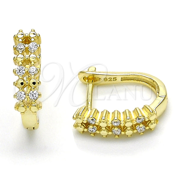 Argolla Huggie 02.186.0119.12 Plata Rodinada, con Zirconia Cubica Blanca, Pulido, Tono Dorado