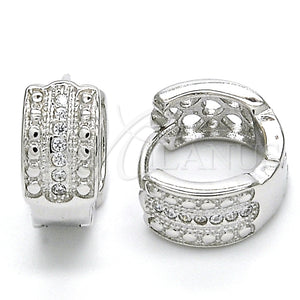 Argolla Huggie 02.186.0120.1.15 Plata Rodinada, con Micro Pave Blanca, Pulido, Rodinado