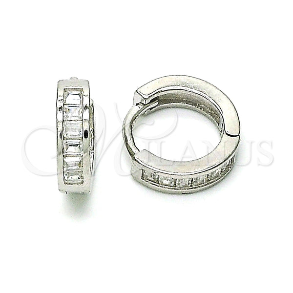 Argolla Huggie 02.186.0121.1.12 Plata Rodinada, con Zirconia Cubica Blanca, Pulido, Rodinado