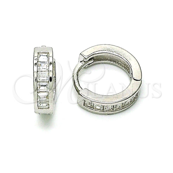Argolla Huggie 02.186.0121.1.12 Plata Rodinada, con Blanca Zirconia Cubica, Pulido, Rodinado
