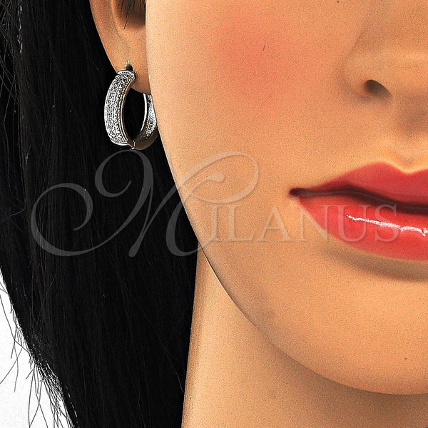 Argolla Huggie 02.186.0122.1.20 Plata Rodinada, con Micro Pave Blanca, Pulido, Rodinado